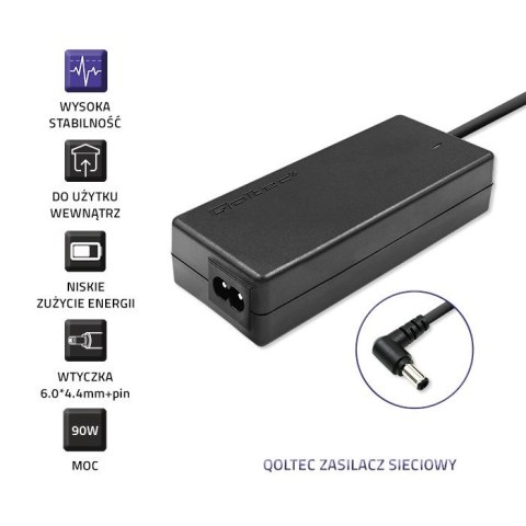 Zasilacz Qoltec 50088.90W do notebooka Sony (19,5 V; 4,7 A; 90W; 6 mm x 4.4 mm) Zasilacz Qoltec 50088.90W do notebooka Sony (19,5 V; 4,7 A; 90W; 6 mm x 4.4 mm)