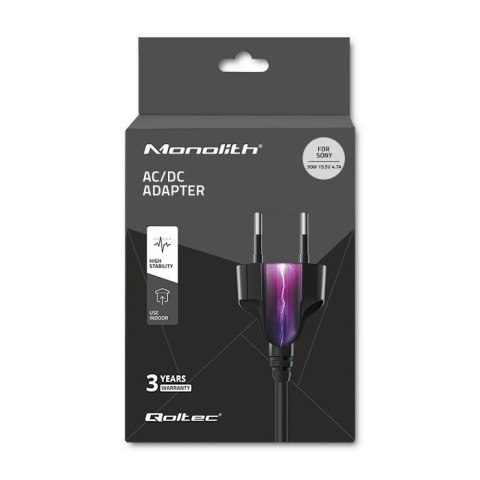 Zasilacz Qoltec 50088.90W do notebooka Sony (19,5 V; 4,7 A; 90W; 6 mm x 4.4 mm) Zasilacz Qoltec 50088.90W do notebooka Sony (19,5 V; 4,7 A; 90W; 6 mm x 4.4 mm)