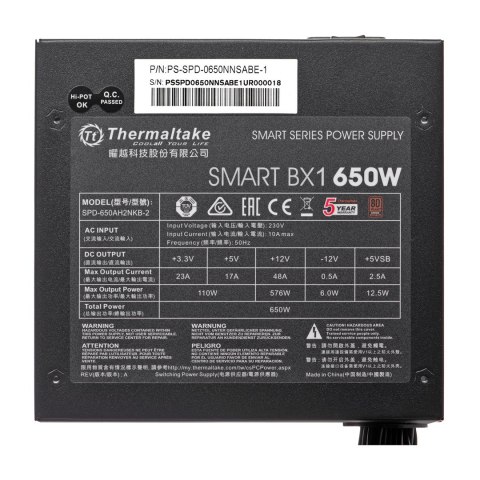 Zasilacz Thermaltake Smart BX1 PS-SPD-0650NNSABE-1 (650 W; Aktywne; 120 mm) Zasilacz Thermaltake Smart BX1 PS-SPD-0650NNSABE-1 (650 W; Aktywne; 120 mm)