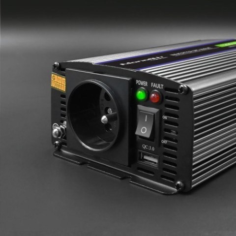 QOLTEC PRZETWORNICA NAPIĘCIA MONOLITH 1200 MS WAVE | 12V NA 230V | 600/1200W | USB QOLTEC PRZETWORNICA NAPIĘCIA MONOLITH 1200 MS WAVE | 12V NA 230V | 600/1200W | USB