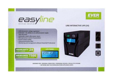 Zasilacz UPS EVER EASYLINE 650AVR USB (T/EASYTO-000K65/00) Zasilacz UPS EVER EASYLINE 650AVR USB (T/EASYTO-000K65/00)