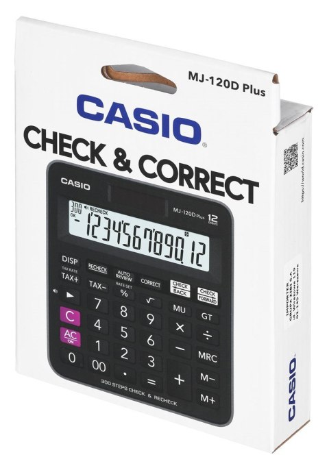 CASIO KALKULATOR BIUROWY MJ-120D PLUS CZARNY, 12 CYFROWY WYŚWIETLACZ Casio
