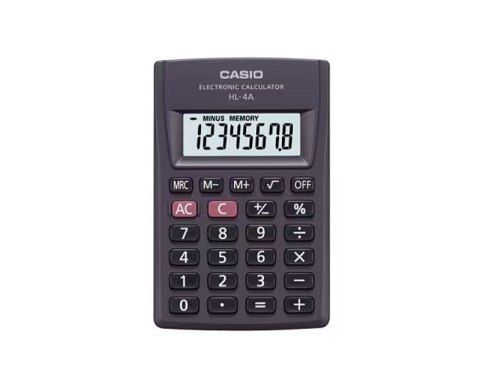 CASIO Kalkulator kieszonkowy HL-4A-B 8-cyfrowy 56x87mm czarny Casio CASIO Kalkulator kieszonkowy HL-4A-B 8-cyfrowy 56x87mm czarny Casio
