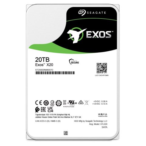 Dysk serwerowy HDD Seagate Exos X20 (20 TB; 3.5"; SATA) Seagate Dysk serwerowy HDD Seagate Exos X20 (20 TB; 3.5"; SATA) Seagate