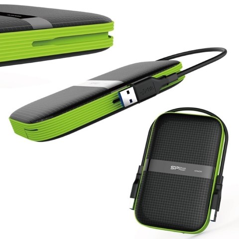 Dysk zewnętrzny HDD Silicon Power Armor A60 (2TB; 2.5"; USB 3.2; 5400 obr/min; Green-Black; SP020TBPHDA60S3K) Silicon Power