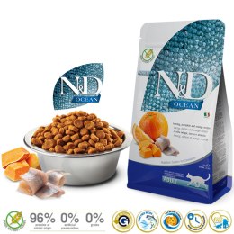 Farmina FARMINA N&D Ocean Herring, Pumpkin & Orange Adult - sucha karma dla kota - 1,5kg