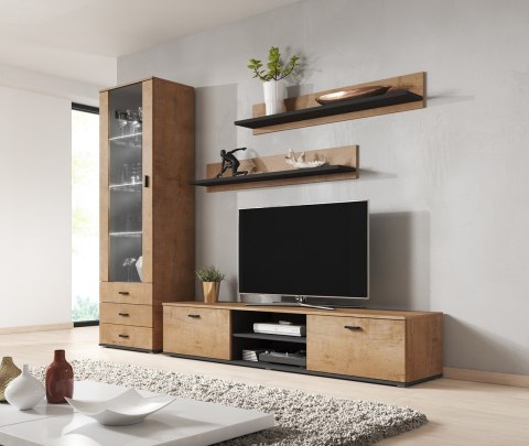 Szafka RTV SOHO 180 dąb lefkas + czarny Cama MEBLE Szafka RTV SOHO 180 dąb lefkas + czarny Cama MEBLE