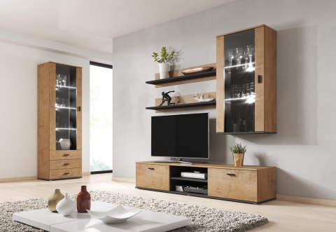 Szafka RTV SOHO 180 dąb lefkas + czarny Cama MEBLE Szafka RTV SOHO 180 dąb lefkas + czarny Cama MEBLE