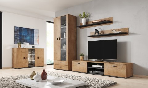 Szafka RTV SOHO 180 dąb lefkas + czarny Cama MEBLE Szafka RTV SOHO 180 dąb lefkas + czarny Cama MEBLE