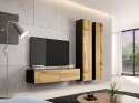 Cama MEBLE Szafka RTV VIGO '140' 30/140/40 czarny/dąb wotan