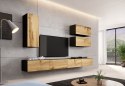 Cama MEBLE Szafka RTV VIGO '140' 30/140/40 czarny/dąb wotan