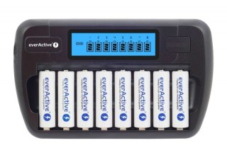 EverActive EVERACTIVE ŁADOWARKA PROCESOROWA AAA/AA, 8 W PEŁNI NIEZALEŻNYCH KANAŁÓW, ŁADOWANIE, ODŚWIEŻANIE, ADAPTER 12V W ZEST. NC-800