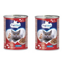 PREVITAL PREVITAL wołowina-wątróbka kawałki w sosie dla kota 415g x 2szt