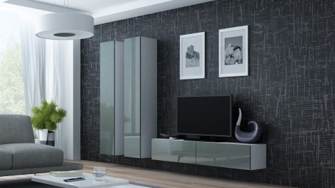 Szafka RTV VIGO '140' 30/140/40 biały/ szary połysk Cama MEBLE Szafka RTV VIGO '140' 30/140/40 biały/ szary połysk Cama MEBLE