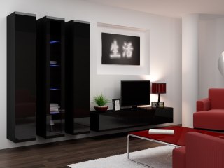 Szafka RTV VIGO '180' 30/180/40 czarny/czarny poł. Cama MEBLE