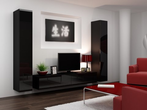 Szafka RTV VIGO '180' 30/180/40 czarny/czarny poł. Cama MEBLE