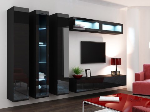 Szafka RTV VIGO '180' 30/180/40 czarny/czarny poł. Cama MEBLE