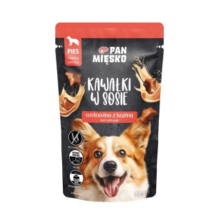 PAN MIĘSKO PAN MIĘSKO Kawałki w sosie Wołowina z koziną (dorosły) - Karma mokra dla psa - 150g