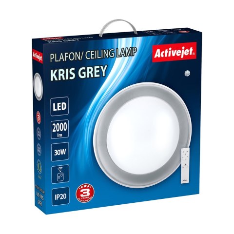 Activejet Nowoczesny plafon sufitowy LED Activejet KRIS Szary ściemnialny ze zdalnym sterowaniem na pilota Activejet Nowoczesny plafon sufitowy LED Activejet KRIS Szary ściemnialny ze zdalnym sterowaniem na pilota