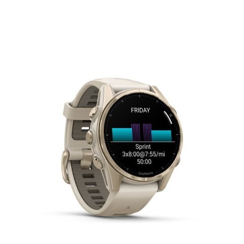 Garmin Garmin Fenix 8 43 mm AMOLED Sapphire Soft gold z piaskowo-beżowym paskiem Garmin Garmin Fenix 8 43 mm AMOLED Sapphire Soft gold z piaskowo-beżowym paskiem