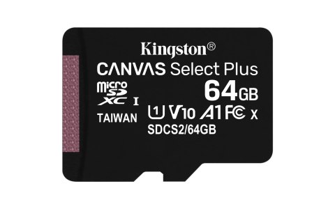Kingston Karta pamięci Kingston Canvas Select Plus SDCS2/64GBSP (64GB; Class 10, Class A1; Karta pamięci) Kingston Karta pamięci Kingston Canvas Select Plus SDCS2/64GBSP (64GB; Class 10, Class A1; Karta pamięci)