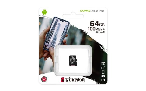 Kingston Karta pamięci Kingston Canvas Select Plus SDCS2/64GBSP (64GB; Class 10, Class A1; Karta pamięci) Kingston Karta pamięci Kingston Canvas Select Plus SDCS2/64GBSP (64GB; Class 10, Class A1; Karta pamięci)