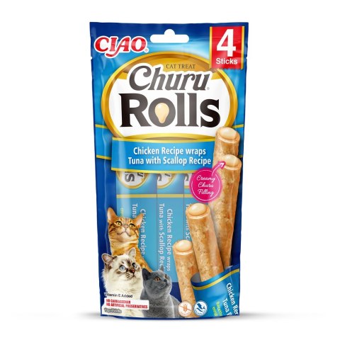 INABA INABA Churu Rolls Tuńczyk z przegrzebkami - przysmak dla kota - 4x10 g INABA INABA Churu Rolls Tuńczyk z przegrzebkami - przysmak dla kota - 4x10 g