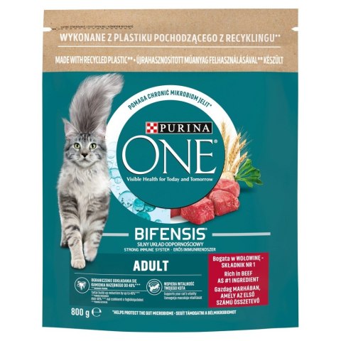 PURINA NESTLE PURINA One Bifensis Adult Bogata w Wołowinę i Pełne Ziarna - sucha karma dla kota - 800 g PURINA NESTLE PURINA One Bifensis Adult Bogata w Wołowinę i Pełne Ziarna - sucha karma dla kota - 800 g