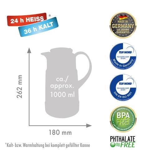 ROTPUNKT ROTPUNKT THERMOS JUG, 1.0 L, RISTRETTO (BLACK) 320 RI ROTPUNKT ROTPUNKT THERMOS JUG, 1.0 L, RISTRETTO (BLACK) 320 RI