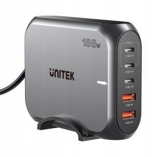 UNITEK UNITEK ŁADOWARKA SIECIOWA 2X USB-A 3X USB-C GAN PD 3.1 188W