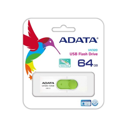 ADATA ADATA FLASHDRIVE UV320 64GB USB3.1 White-Green ADATA ADATA FLASHDRIVE UV320 64GB USB3.1 White-Green