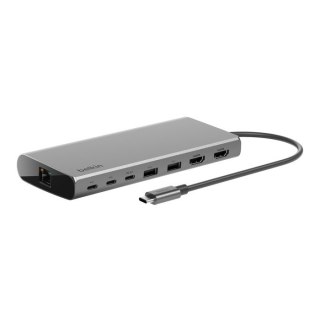 Belkin BELKIN HUB USB-C 8W1, 10 GBPS, 2X HDMI 4K SZARY (WYPRZEDAŻ)