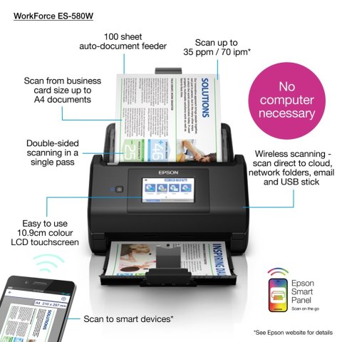 Epson Skaner Epson Workforce ES-580W B11B258401 Epson Skaner Epson Workforce ES-580W B11B258401