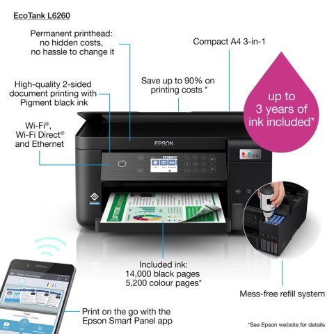 Epson Urządzenie wielofunkcyjne 3w1 Epson EcoTank L6260 Epson Urządzenie wielofunkcyjne 3w1 Epson EcoTank L6260