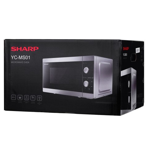 SHARP Kuchenka mikrofalowa SHARP YC-MS01E-S (800W; 20l; kolor srebrny) SHARP Kuchenka mikrofalowa SHARP YC-MS01E-S (800W; 20l; kolor srebrny)