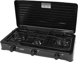 MPM Turystyczna kuchenka gazowa 3-palnikowa/ czarna MPM SMILE-KN-03/1KB