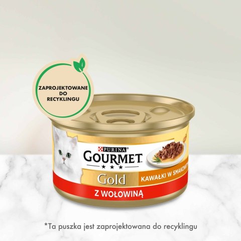 PURINA NESTLE Gourmet Gold Sauce Delight z wołowiną - mokra karma dla kota - puszka - 85 g