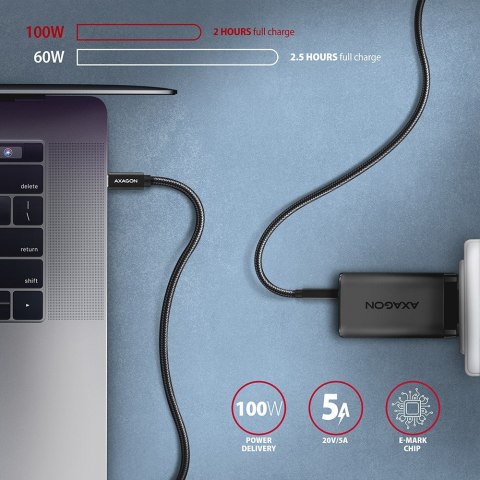 AXAGON AXAGON BUCM32-CM20AB USB-C 3.2 Gen 2 do USB-C 3.2 Gen 2, czarny - 2m AXAGON AXAGON BUCM32-CM20AB USB-C 3.2 Gen 2 do USB-C 3.2 Gen 2, czarny - 2m
