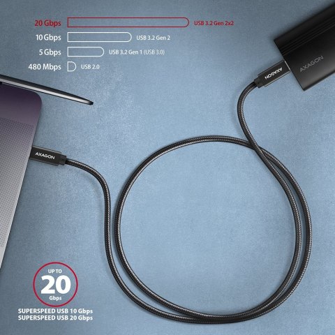 AXAGON AXAGON BUCM32-CM20AB USB-C 3.2 Gen 2 do USB-C 3.2 Gen 2, czarny - 2m AXAGON AXAGON BUCM32-CM20AB USB-C 3.2 Gen 2 do USB-C 3.2 Gen 2, czarny - 2m