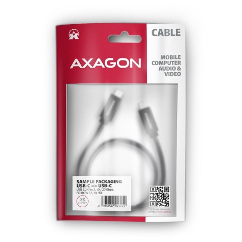 AXAGON AXAGON BUCM32-CM20AB USB-C 3.2 Gen 2 do USB-C 3.2 Gen 2, czarny - 2m AXAGON AXAGON BUCM32-CM20AB USB-C 3.2 Gen 2 do USB-C 3.2 Gen 2, czarny - 2m