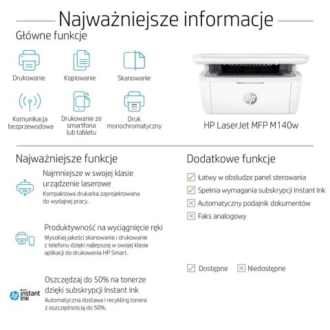 Hewlett-Packard URZĄDZENIE WIELOF. HP LaserJet M140w 7MD72F MFP Hewlett-Packard URZĄDZENIE WIELOF. HP LaserJet M140w 7MD72F MFP