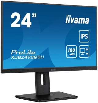 IIYAMA Iiyama ProLite XUB2492QSU-B1 monitor komputerowy 60,5 cm (23.8") 2560 x 1440 px Wide Quad HD LED Czarny