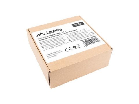 Lanberg LANBERG KABEL HDMI M/M V2.1 30M 8K OPTYCZNY AOC CA-HDMI-30FB-0300-BK Lanberg LANBERG KABEL HDMI M/M V2.1 30M 8K OPTYCZNY AOC CA-HDMI-30FB-0300-BK
