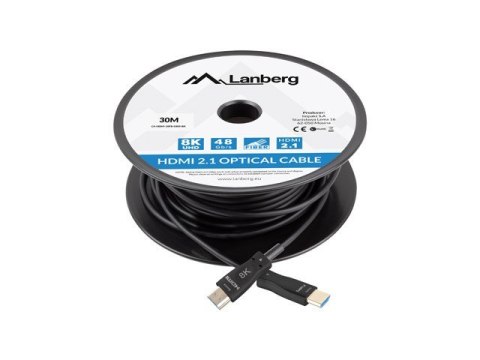 Lanberg LANBERG KABEL HDMI M/M V2.1 30M 8K OPTYCZNY AOC CA-HDMI-30FB-0300-BK Lanberg LANBERG KABEL HDMI M/M V2.1 30M 8K OPTYCZNY AOC CA-HDMI-30FB-0300-BK