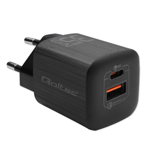 Qoltec QOLTEC ŁADOWARKA SIECIOWA 35W GAN ULTRA | 5-20V | 2.25-3A | 1 X USB TYP C PD | 1 X USB QV 3.0 | CZARNA Qoltec QOLTEC ŁADOWARKA SIECIOWA 35W GAN ULTRA | 5-20V | 2.25-3A | 1 X USB TYP C PD | 1 X USB QV 3.0 | CZARNA