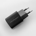 Qoltec QOLTEC ŁADOWARKA SIECIOWA 35W GAN ULTRA | 5-20V | 2.25-3A | 1 X USB TYP C PD | 1 X USB QV 3.0 | CZARNA