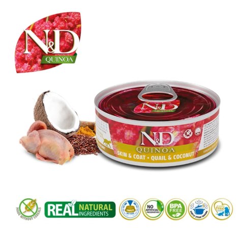 Farmina FARMINA N&D Cat Quinoa Quail&Coconut Adult - mokra karma dla kota - 70 g Farmina FARMINA N&D Cat Quinoa Quail&Coconut Adult - mokra karma dla kota - 70 g