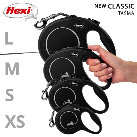 Flexi Smycz flexi automatyczna New Classic S czarna - taśma dla psa do 15 kg - 5 m Flexi Smycz flexi automatyczna New Classic S czarna - taśma dla psa do 15 kg - 5 m