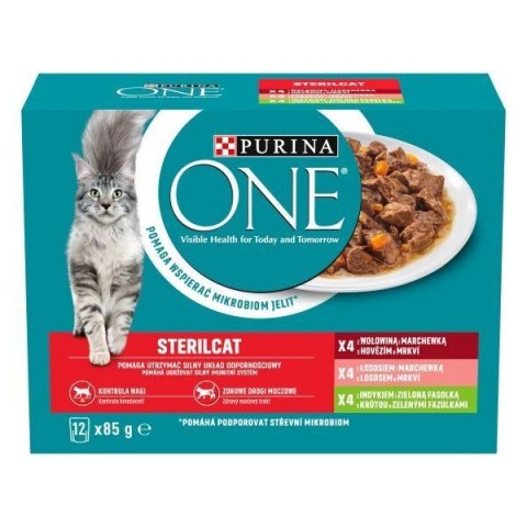 PURINA NESTLE PURINA One Sterilcat mix smaków - mokra karma dla kota - 12x85g PURINA NESTLE PURINA One Sterilcat mix smaków - mokra karma dla kota - 12x85g