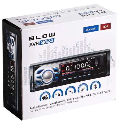 BLOW Radioodtwarzacz BLOW AVH-8624 AVH-8624 (Bluetooth, USB + AUX + karty SD) BLOW Radioodtwarzacz BLOW AVH-8624 AVH-8624 (Bluetooth, USB + AUX + karty SD)